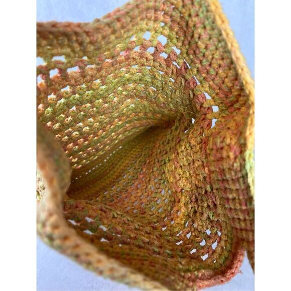 Vintage Handmade Crochet Purse Bag Clutch Rainbow 1970s Mod MCM - Picture 4 of 6